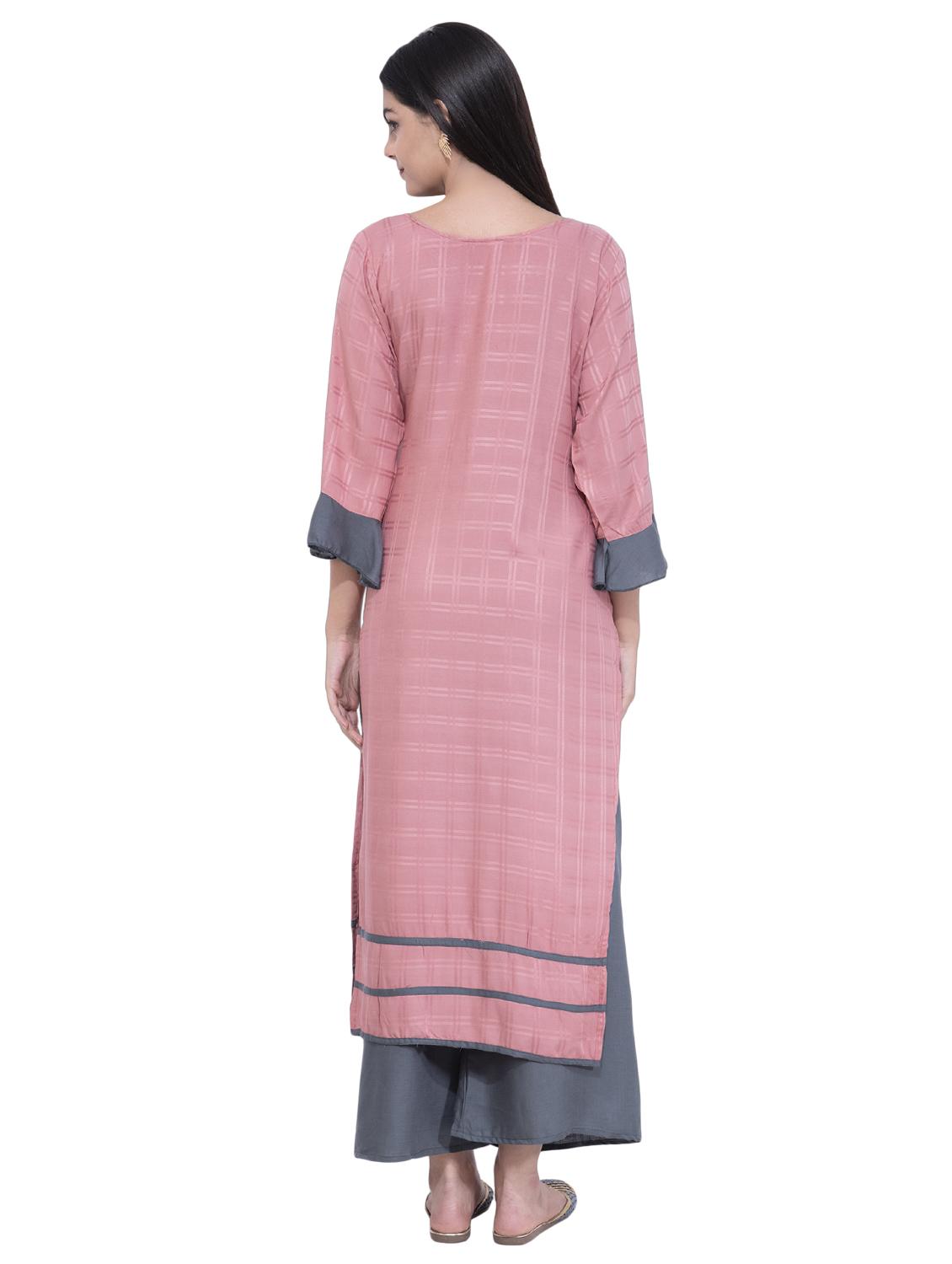 embellished kurta with palazzo set - 16608786 - Zoom Image - 3