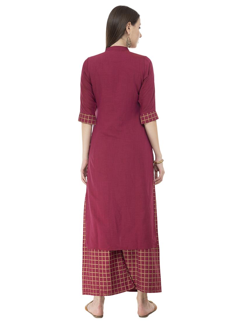 foil printed kurta palazzo with dupatta set - 16609033 - Zoom Image - 3