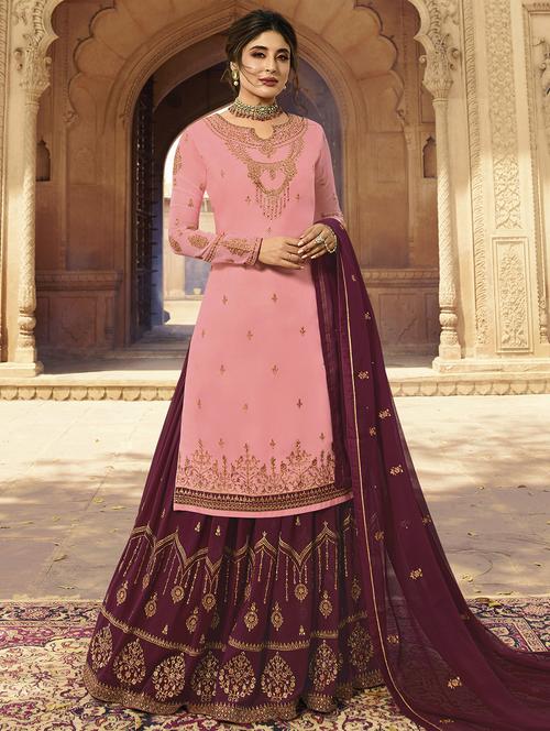 embroidered semi-stitched suit - 16609390 - Very Small Image - 1