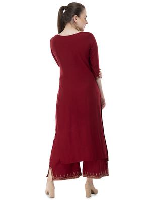 foil printed kurta with palazzo set - 16609391 - Standard Image - 3