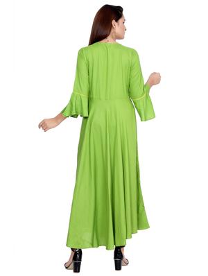 solid flared ethnic dress - 16609528 - Standard Image - 3