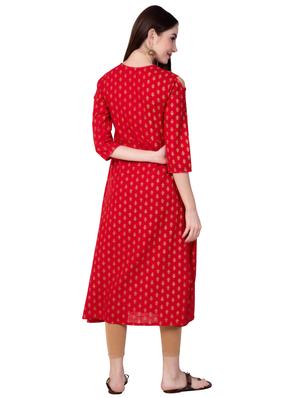 block printed a-line kurta - 16609556 - Standard Image - 3