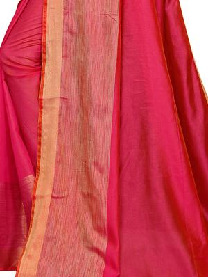 solid bordered saree with blouse - 16609836 - Standard Image - 3