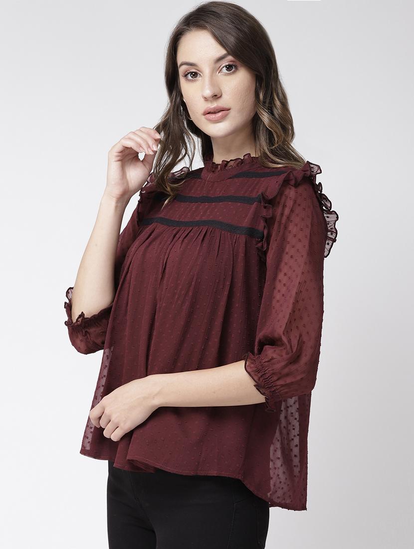frill detail dobby top - 16611901 - Zoom Image - 3