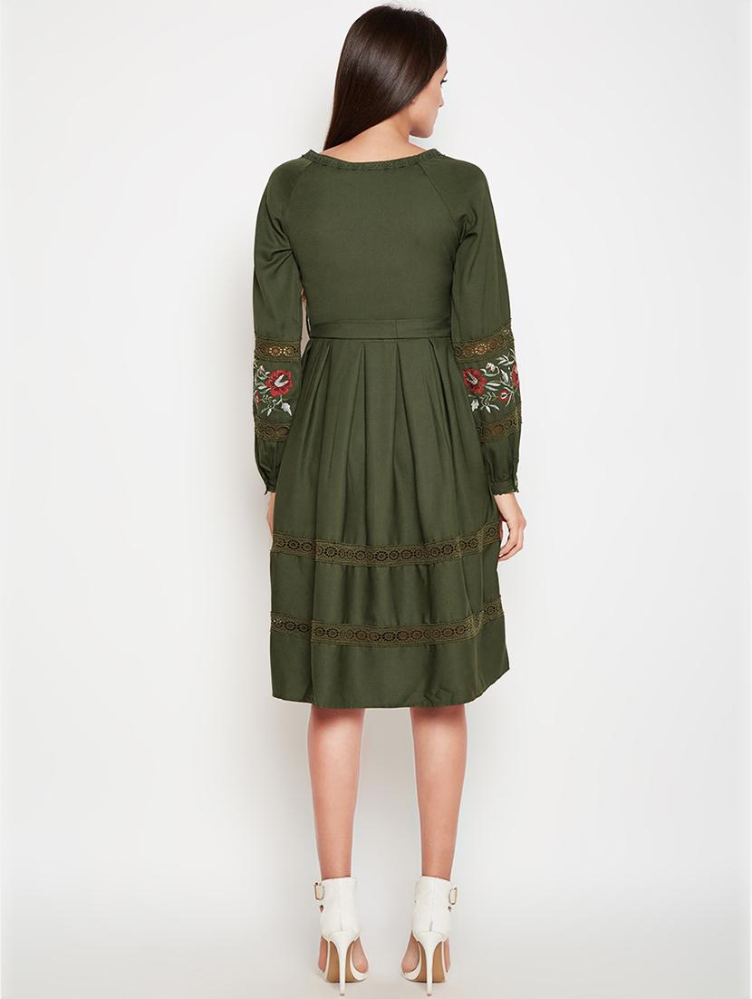 tie knot embroidered a-line dress - 16611931 - Zoom Image - 3