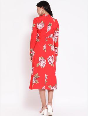 mock neck floral a-line dress - 16611940 - Standard Image - 3