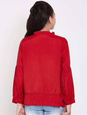 bishop sleeved lace detail shirt - 16612026 - Standard Image - 3