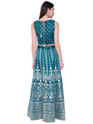 embroidered chanderi blouse with lahenga and dupatta set. - 16612633 - Standard Image - 3