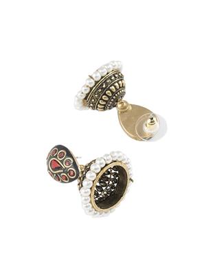 red gold tone jhumka earring - 16613595 - Standard Image - 3