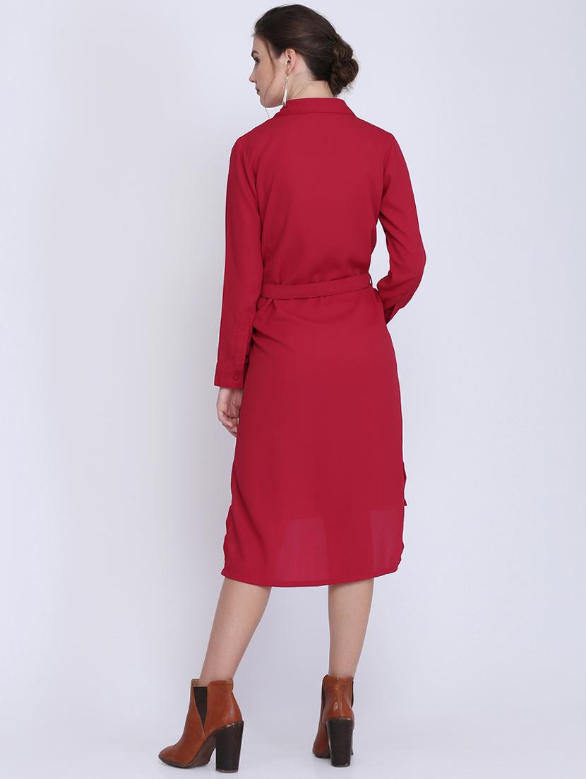 tie front high low shirt dress - 16613807 - Zoom Image - 3
