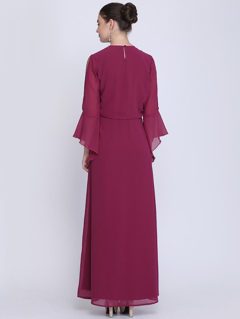 slit sleeved embellished maxi dress - 16613821 - Zoom Image - 3