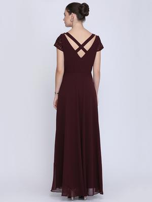 boat neck embroidered maxi gown - 16613823 - Standard Image - 3