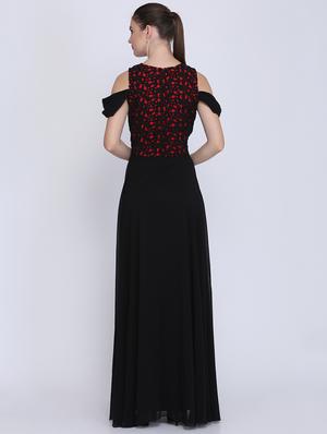 cold shoulder floral laced maxi gown - 16613826 - Standard Image - 3