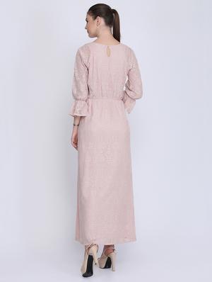 flute sleeved floral laced maxi dress - 16613828 - Standard Image - 3