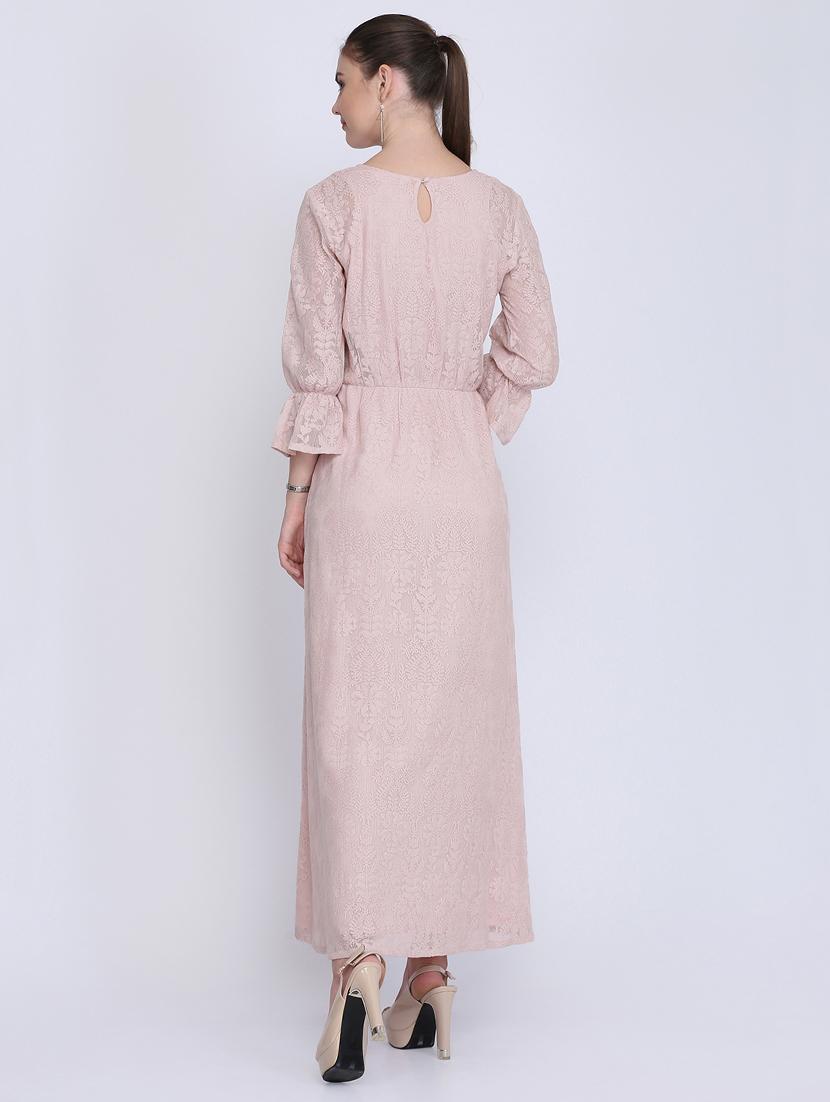 flute sleeved floral laced maxi dress - 16613828 - Zoom Image - 3