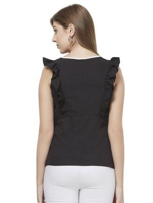 keyhole neck ruffle detail top - 16614101 - Standard Image - 3