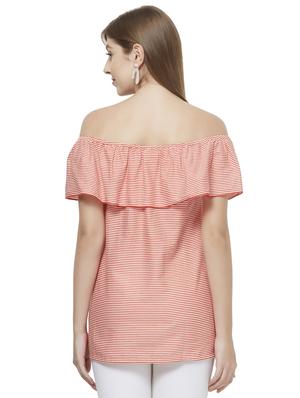 off shoulder striped schiffli top - 16614102 - Standard Image - 3