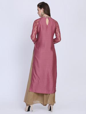 solid silk straight kurta - 16614308 - Standard Image - 3