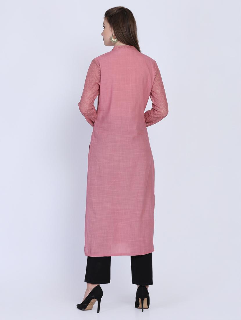 solid straight kurta - 16614316 - Zoom Image - 3