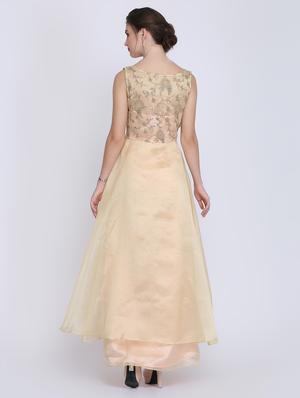embroidered net flared gown - 16614349 - Standard Image - 3