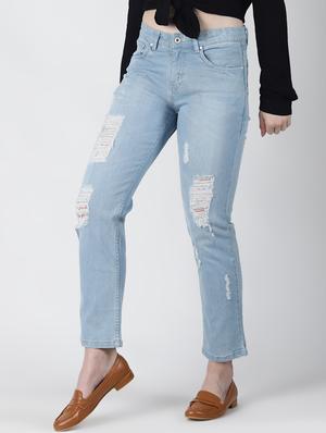 high rise distressed jeans - 16614608 - Standard Image - 3