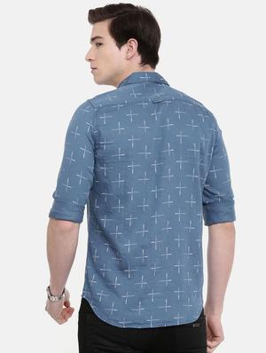 blue printed casual shirt - 16614767 - Standard Image - 3
