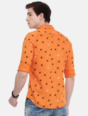 orange printed casual shirt - 16614771 - Standard Image - 3