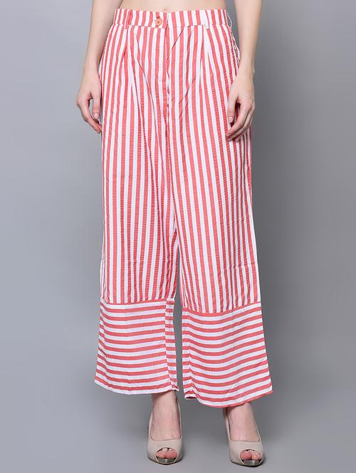 button detail striped palazzo - 16614916 - Standard Image - 1