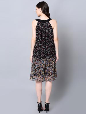 gathered floral a-line dress - 16614984 - Standard Image - 3
