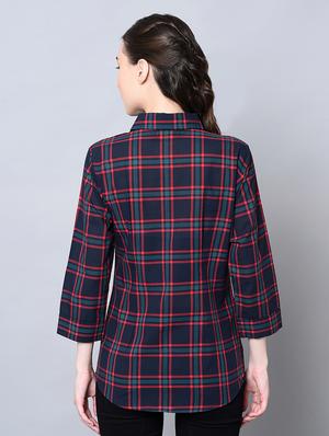 curved hem checkered shirt - 16614992 - Standard Image - 3