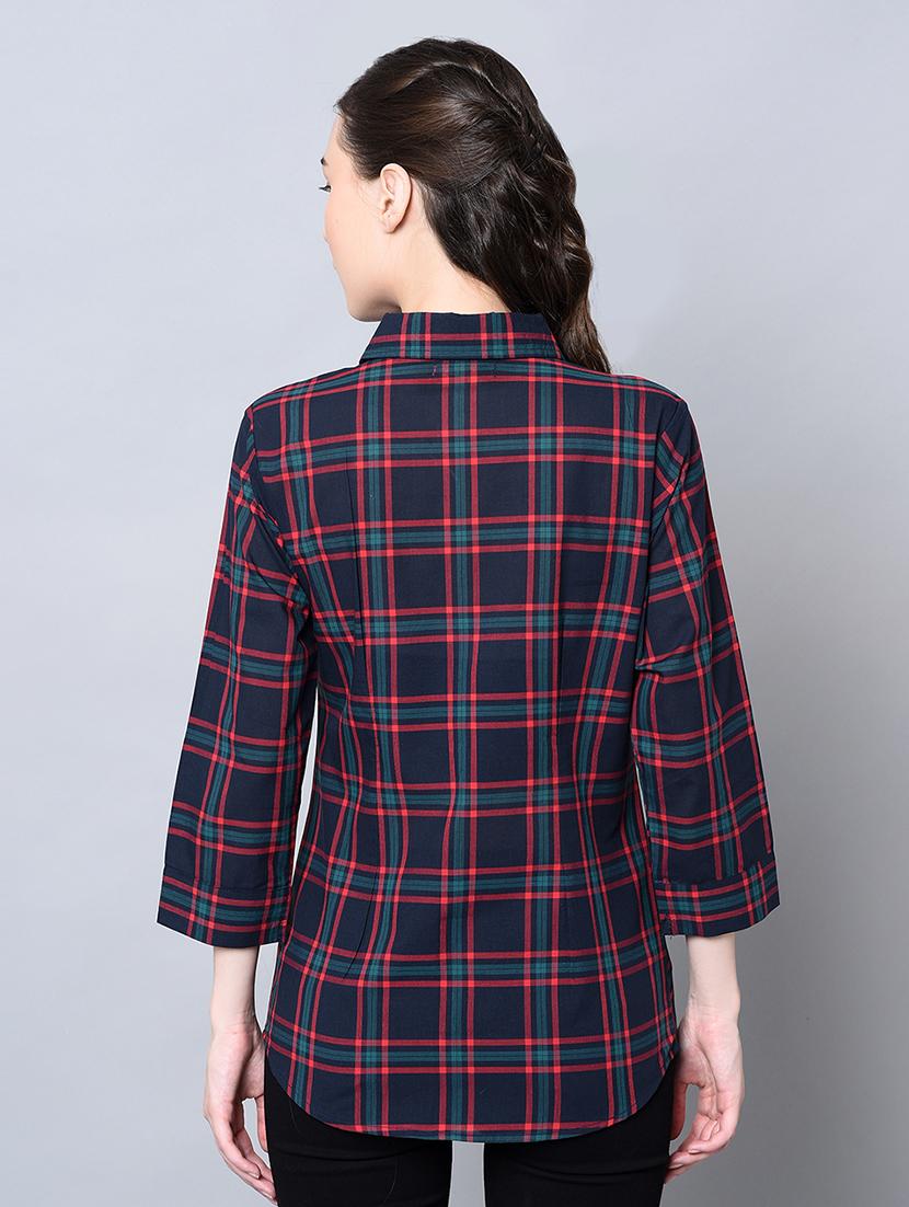 curved hem checkered shirt - 16614992 - Zoom Image - 3