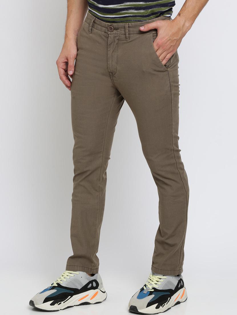 brown printed flat front casual trouser - 16615210 - Zoom Image - 3