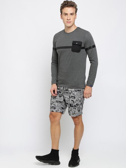 grey printed shorts - 16615213 - Standard Image - 1