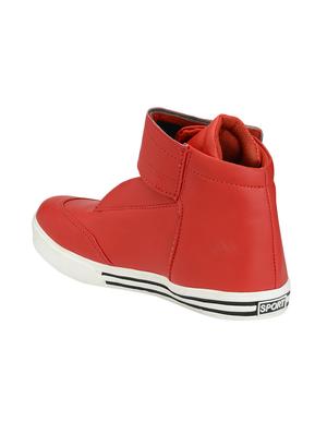 red leatherette lace up sneakers - 16615656 - Standard Image - 3