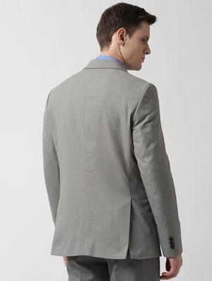 grey solid single breasted formal blazer - 16615712 - Standard Image - 3