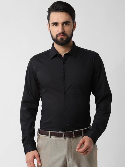 black solid formal shirt - 16615823 - Standard Image - 1
