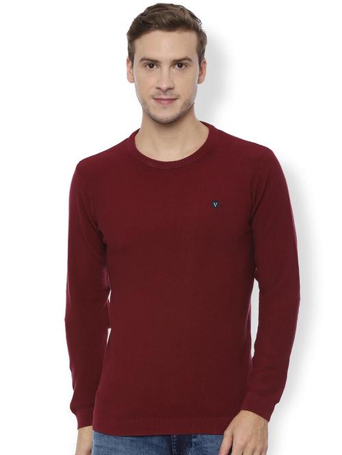 maroon solid pullover - 16616018 - Standard Image - 1