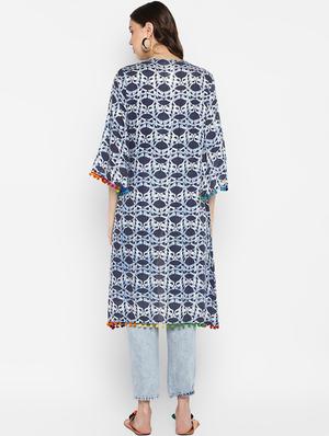 indigo printed regular shrug - 16616376 - Standard Image - 3