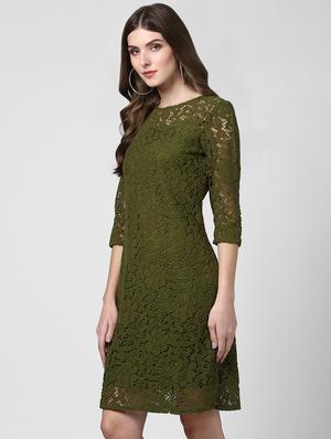 round neck laced sheath dress - 16616438 - Standard Image - 3