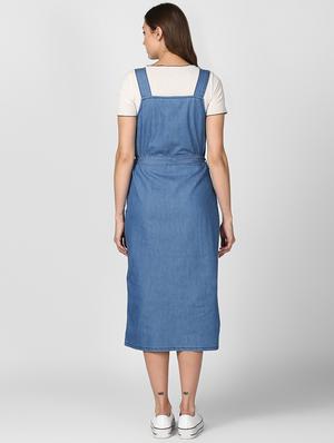 tie front denim pinafore dress - 16616443 - Standard Image - 3