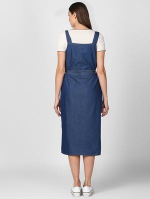 tie front denim pinafore dress - 16616444 - Standard Image - 3