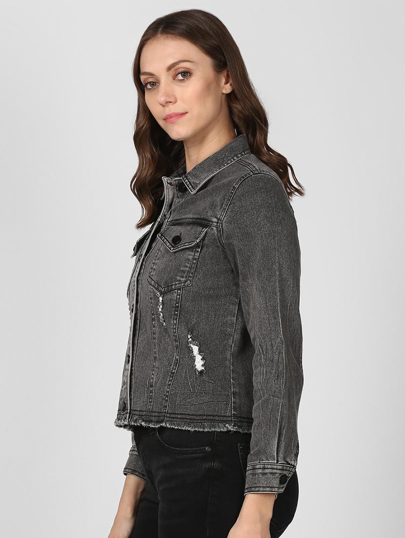 distressed detail denim jacket - 16616452 - Zoom Image - 3