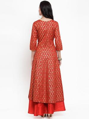 foil printed anarkali kurta - 16618072 - Standard Image - 3