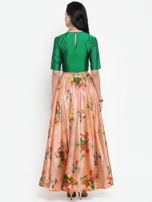 solid top with floral flared lehenga - 16618122 - Standard Image - 3