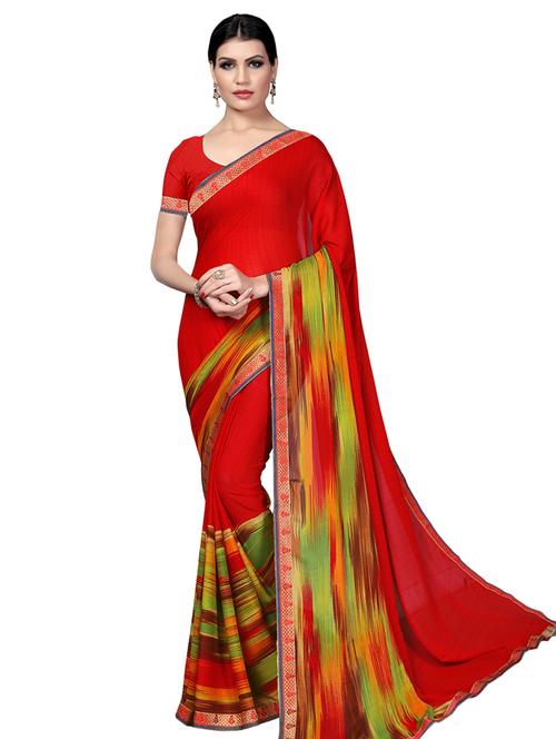 ikat printed saree with blouse - 16618323 - Very Small Image - 1