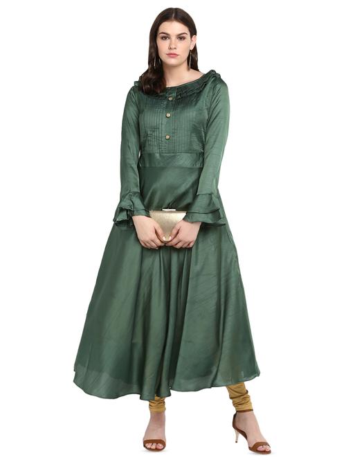 pleated yoke flared kurta - 16618390 - Standard Image - 1