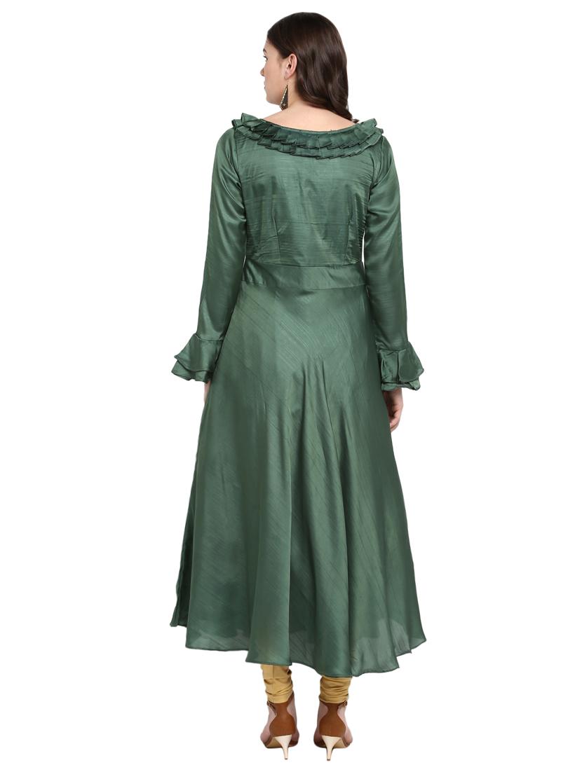 pleated yoke flared kurta - 16618390 - Zoom Image - 3