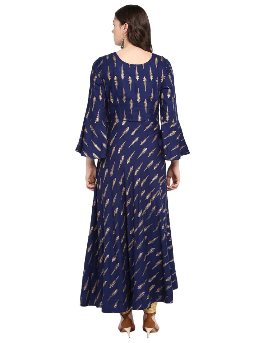 gold print flared kurta - 16618393 - Zoom Image - 3
