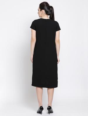 notch neck slit detail sheath dress - 16618607 - Standard Image - 3