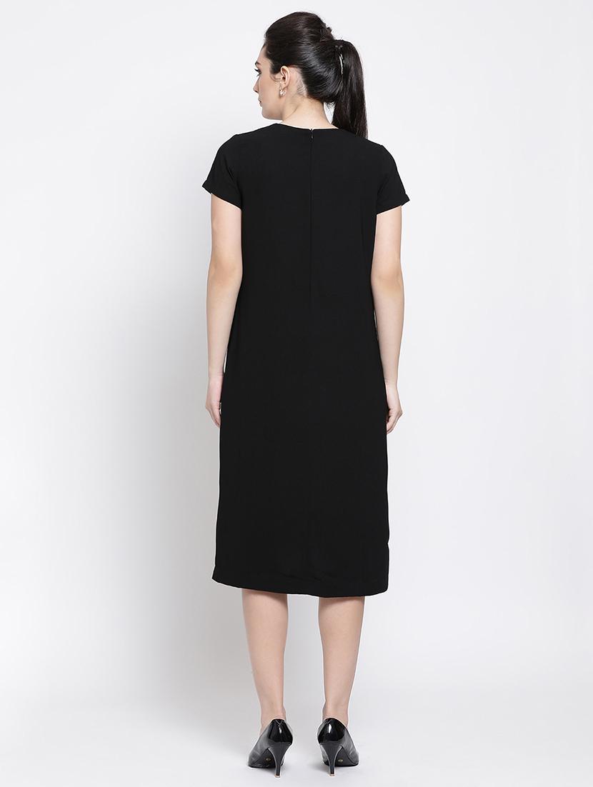 notch neck slit detail sheath dress - 16618607 - Zoom Image - 3